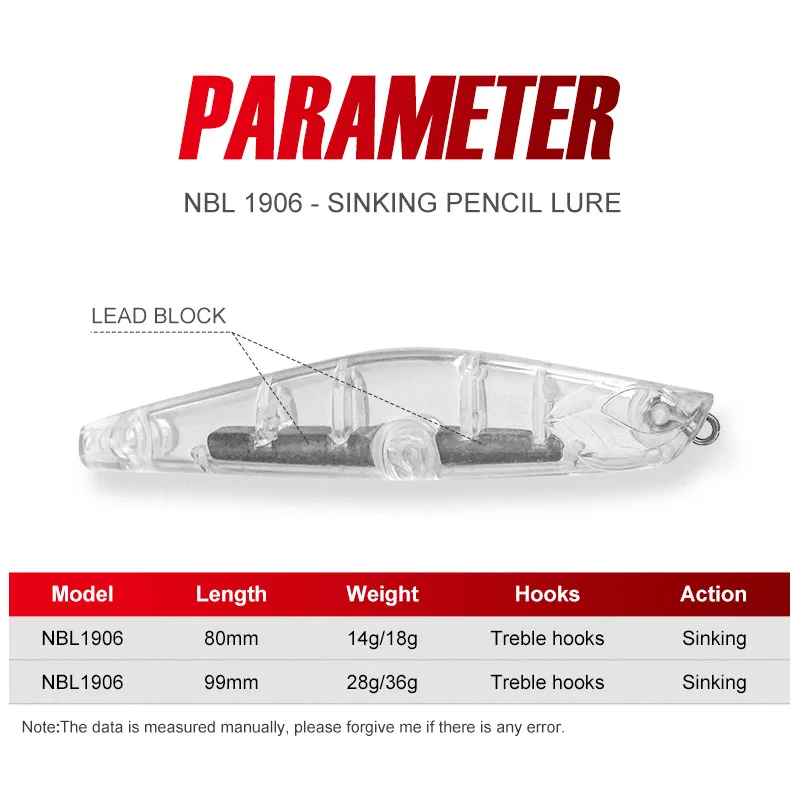 Noeby Ballista Sinking Pencil Fishing Lures 99mm 28g 36g Shore