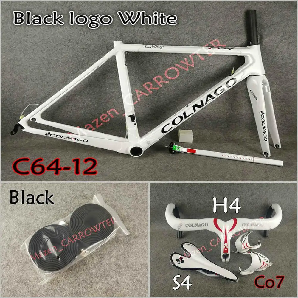 Package 2 Черный логотип белый UD глянцевый Colnago C64 карбоновые рамы руль седло бутылки клетки 50 мм карбоновый комплект колес Novatec A271 концентраторы - Цвет: Package 2