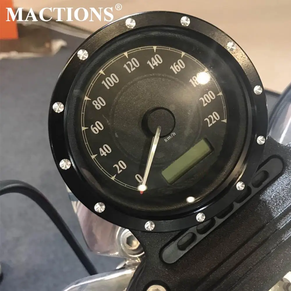 Мотоциклетная заготовка Спидометр отделка ободок Обложка черный хром для Harley Dyna