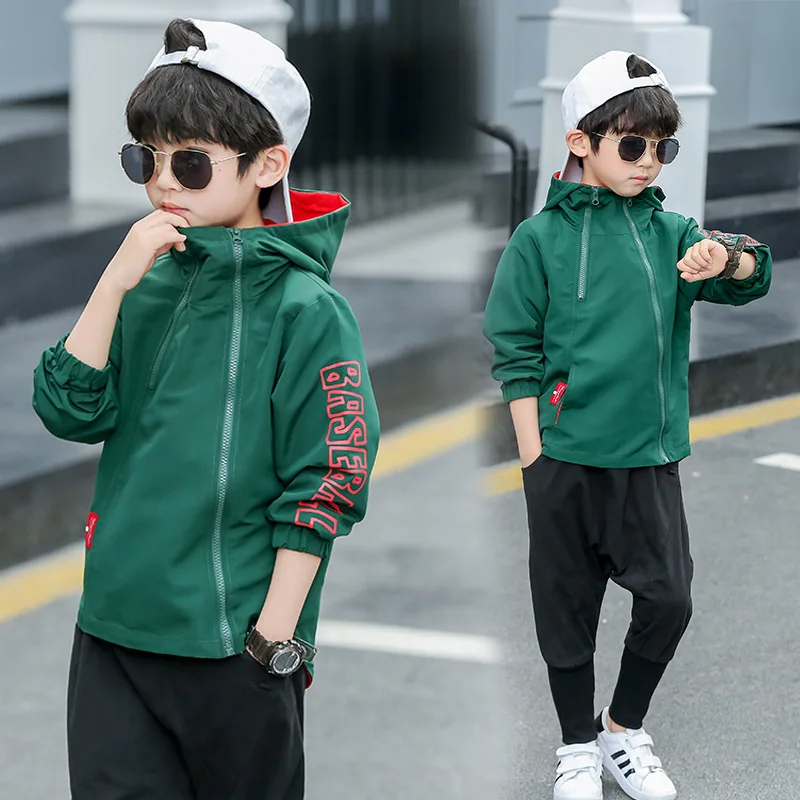 

6 BOY'S Autumn Clothing Double Zipper Trend Coat 2020 New Style 7 Middle And Large Children 10 Korean-style Hooded Trench Coat 8