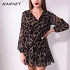 NANKEY 2022 Spring Leopard Series Casual Chiffon Dress Wrist Sleeve V Neck Women Party Mini Dress Elegant Summer Beach Vestidos ► Photo 3/5