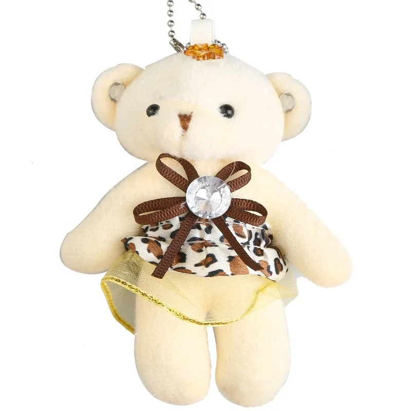 10 шт. мини плюшевый брелок для девочек милая игрушка брелок из медвежьего меха для детей прекрасный плюшевый игрушечный инструмент кукла мягкий подарок на день рождения - Цвет: leopard skirt