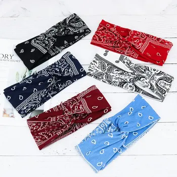 

6Pcs/set Face Wash Headband Wide-brimmed Retro Cashew Print Cross-headband Headband - Sports Headband Combination