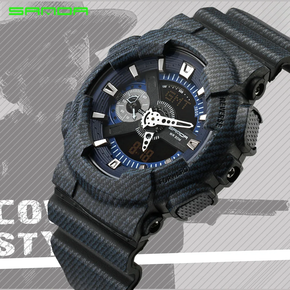 

SANDA Sanda Cowboy Pattern Electronic Watch Couples Fashion Sports Watch Versatile Waterproof Watch