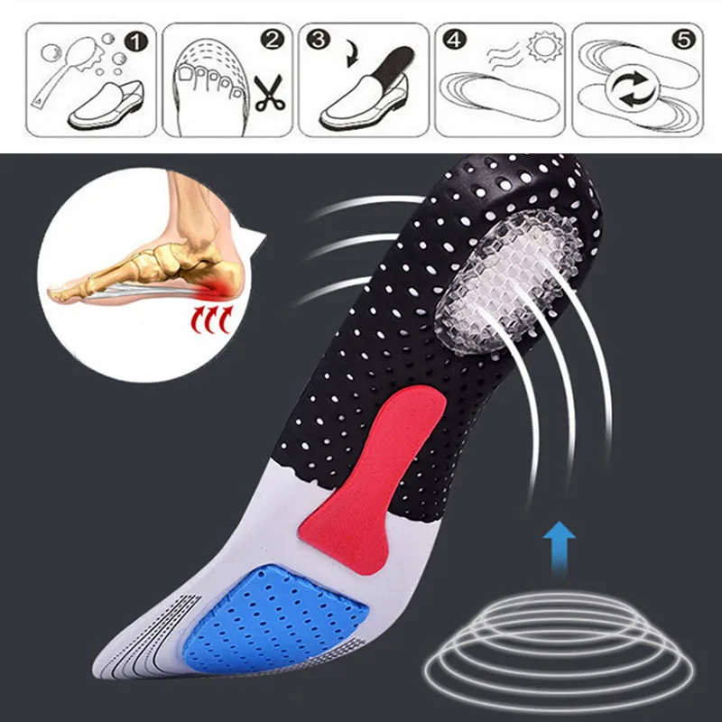 

1Pair Unisex Solid Silicone Gel Insoles Foot Care for Plantar Fasciitis Heel Spur Sport Shoe Pad Insoles Arch Orthopedic Insole