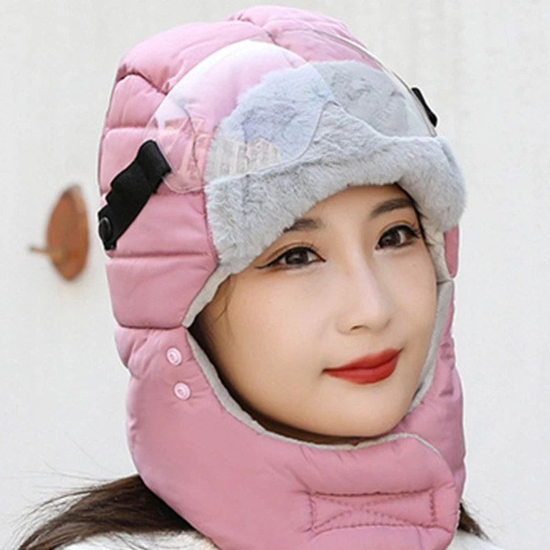 2021 neue Unisex Warme Winter Hut Männer Frauen Dicke Warme Maske Neck Schal