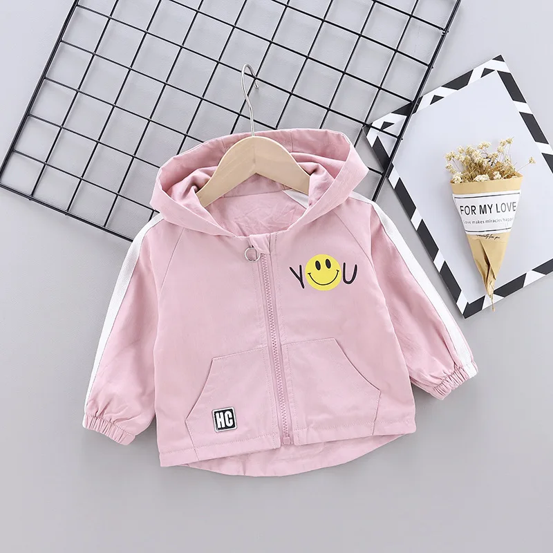 

2019 Fashion Autumn Clothing Korean-style Children Baby Lettered Smiley Double Layer Coat Cartoon Smiley Single Blouse