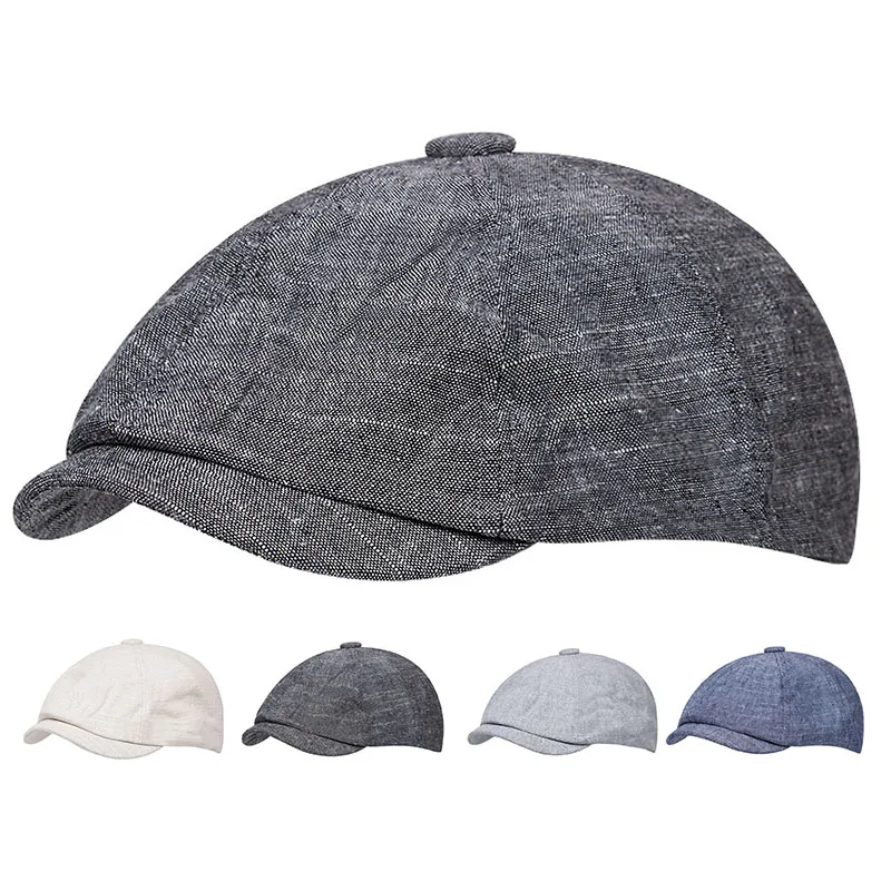 Spring Summer Thin Beret Man Breathable Women's Hat Newsboy Cap Retro Octagonal Hat