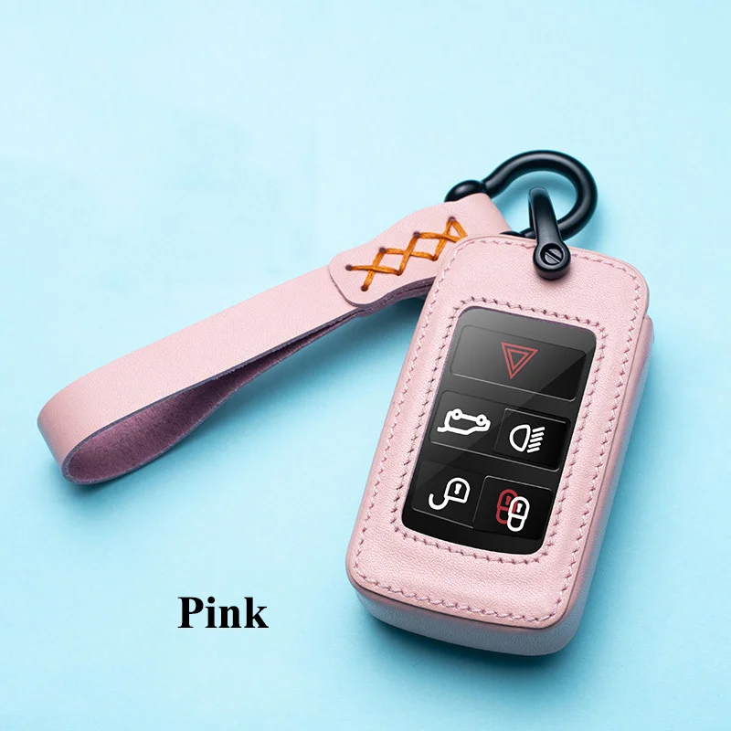 Pink 1 шт., SEEYULE, стиль, натуральная кожа, автомобильный чехол для ключей, чехол для ключей, аксессуары для Land Rover Discovery 5 Range Rover - Название цвета: Pink