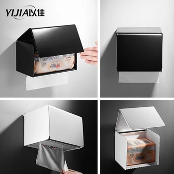 

Waterproof Wall Mount aluminum Toilet Paper Holder Shelf Toilet Paper Tray Roll Paper Tube Storage Box Creative