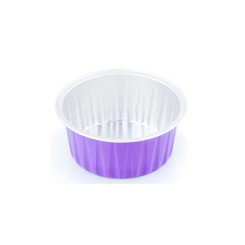 50pcs 125ml round cake baking mold aluminum foil baking bowl pudding mousse tin paper cup party birthday wedding favor decor cup - Color: Purple