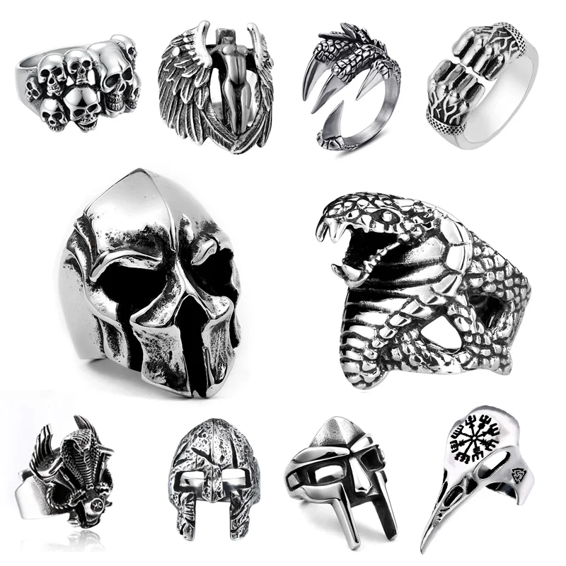 Exaggerated Warrior Skull Mask Ring Fashion Men Resizable ring set gold color rings stainless steel ring tibetan silver rings signet ring finger watch ring finger ring gold color ring chain ring half face ring amethyst zirconia ring silver ring opening ring fidget spinner ring sparkling heart ring tungsten ring adjustable rings zircon crystal ring wedding rings moissanite diamond ring color change ring wedding ring ceramic ring animal ring