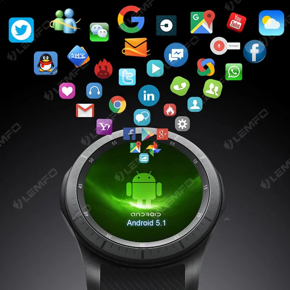  LF16 3G Smart Watch Android 5.1 GPS Heart Rate Monitor ROM 8GB Bluetooth WIFI Weather Update Indepe