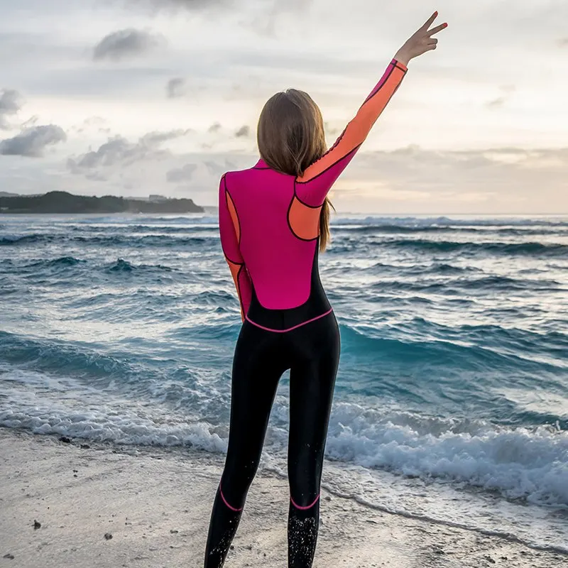 One Piece Snorkeling Diving Suit Full Body Long Sleeve Swimsuit For Women  Lycra Surf Swimwear Conservative Beachwear Fast Dry