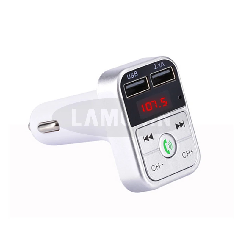 Двойной зарядное устройство USB для samsung Xiaomi зарядное устройство USB для Iphone с fm-передатчиком Bluetooth Handfree usb-диск/TF карта воспроизведения музыки - Тип штекера: Silver