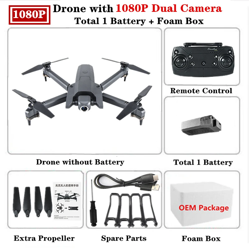 Радиоуправляемый Дрон Квадрокоптер с 4K HD WiFi FPV камера с высоким режимом удержания Квадрокоптер складной рычаг Вертолет VS E58 M69 SG106 игрушечный Дрон - Цвет: 1080P-Dual Camera-1