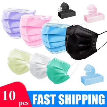 

10 Pcs 3 Layer Disposable Mask Non-woven Mascarillas Dust Face Mask Thickened Disposable Mouth Mask Dust Filter Safety mascaras