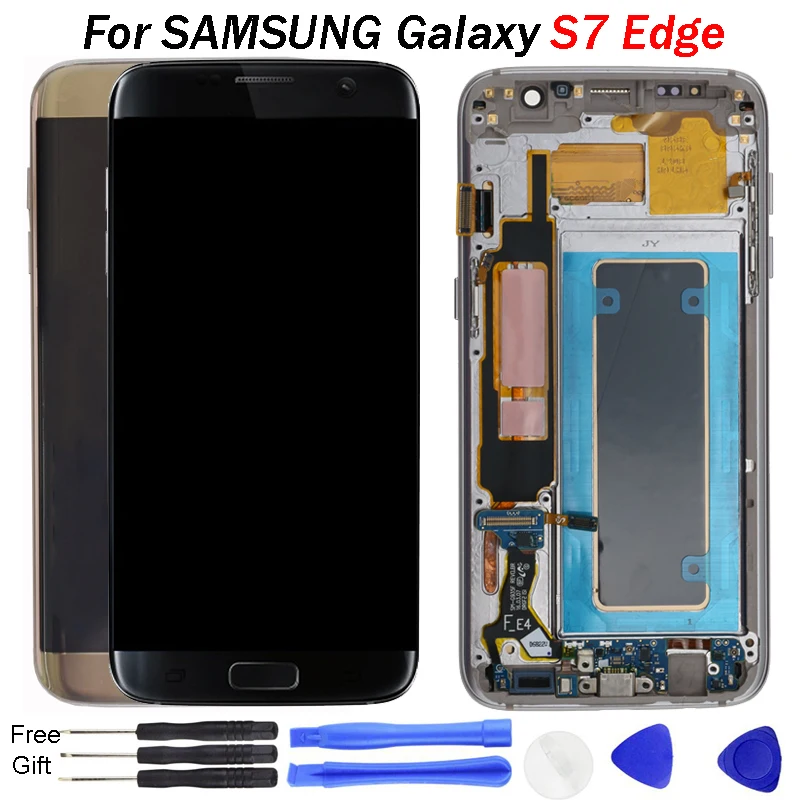 Super AMOLED дисплей для SAMSUNG Galaxy S7 Edge lcd кодирующий преобразователь сенсорного экрана в сборе с рамкой G935F G935A G9350 lcd