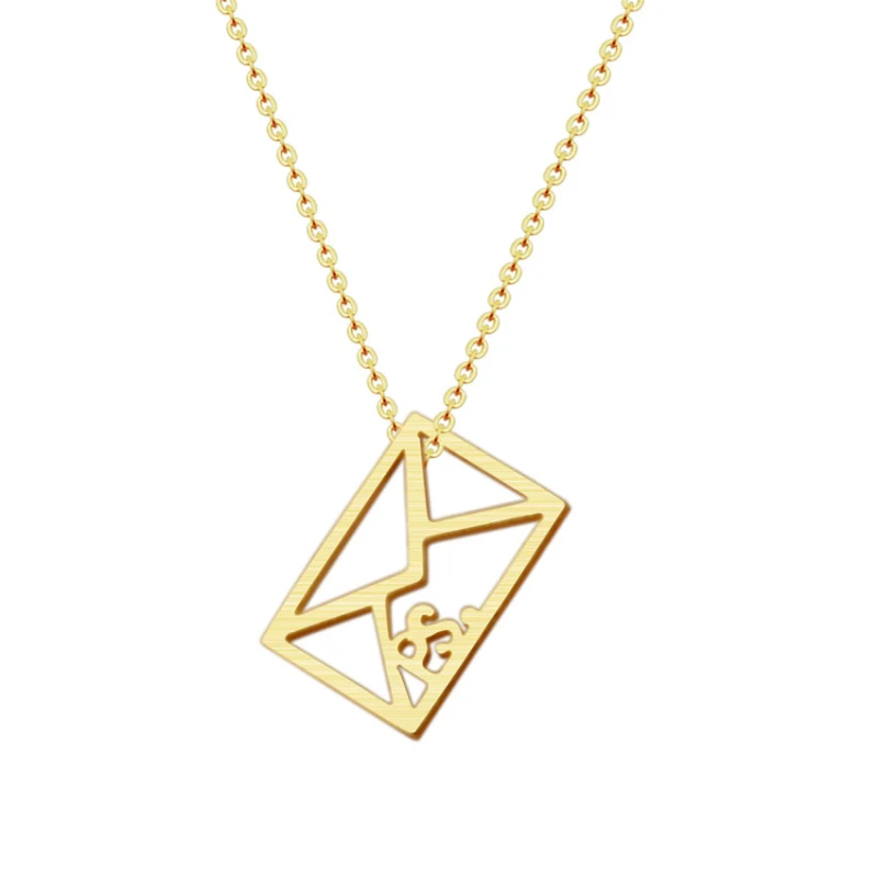 

Love Letter PS Envelope 304 Stainless Steel Silver Pendant Necklace Women Envelope Lover Letter Pendant Girlfriend Best Gifts