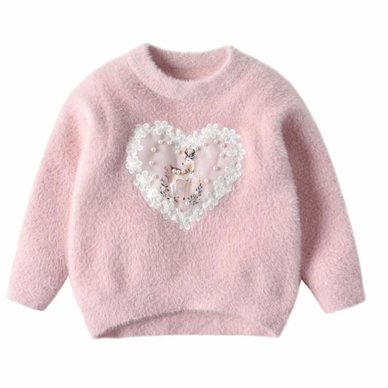 Girls Winter Sweater Water Mink Velvet Kids Wool Knit Clothes New Baby Boys Cartoon Pullover Sweaters for Children Clothing