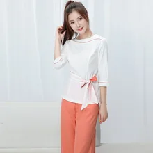 Униформа для сотрудниц спа-салонов красоты массажа костюм женщины в китайском стиле оздоровительный салон красоты Круглая горловина комплекты сауна косметичка женский