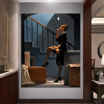 

OUCAG Dancer For Money Poster Painting Vettriano Canvas Painting Home Decor Graphic Artwork Cuadros for Living Room Posters