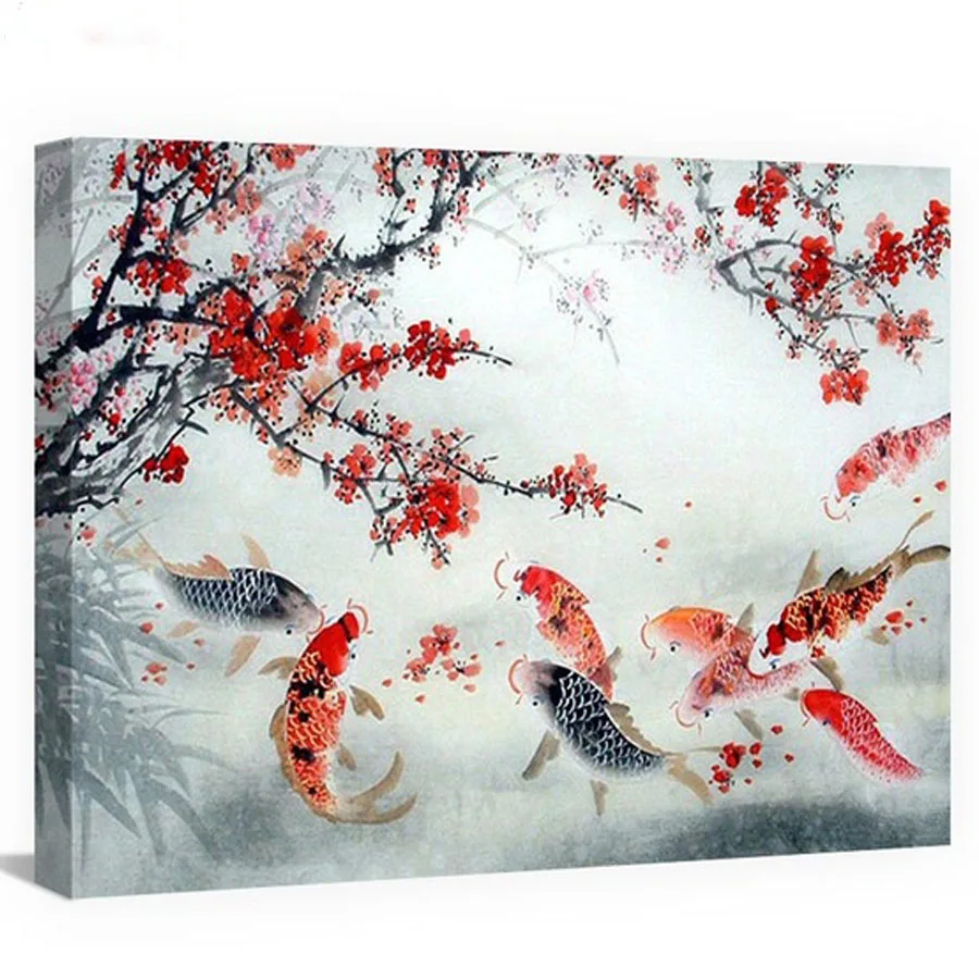 

DIY Diamond Painting koi and flower Full Drill Square Diamond Embroidery Cross Stitch Mosaic fish Animals Decoration JS5479