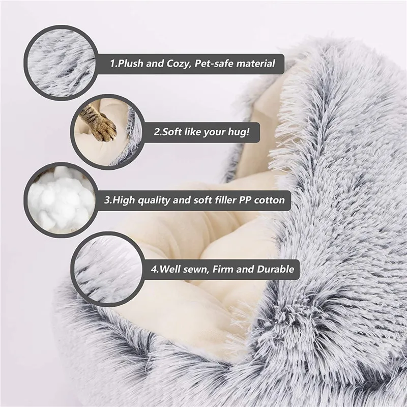 Top Warm Plush Pet Cat Bed Round Cat Cushion House 2 In 1 Warm Basket Pet Sleep Bag Nest Kennel For dog