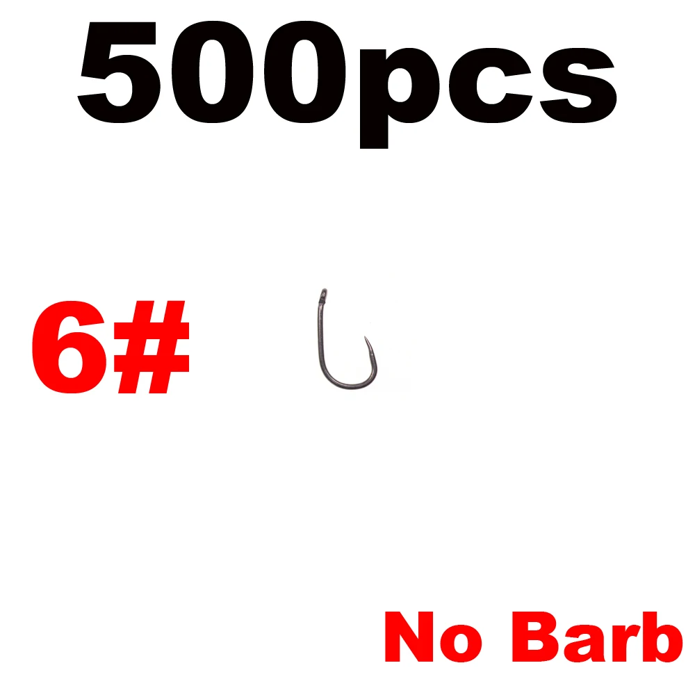 500pcs no barb 6 JIGEECARP 500 шт. крючки для ловли карпа, грубые рыболовные крючки для ловли карпа, острый Рыболовный крючок с колючей и без колючки, Крючки#2#5#6#7#8 - Цвет: 500pcs no barb 6