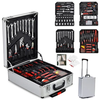 Online 799pcs Multi-functional Hand Tools Set Aluminum Trolley Case Tool Kit Silver Wrenches Spanners Hex Socket For Car Repairing Kit