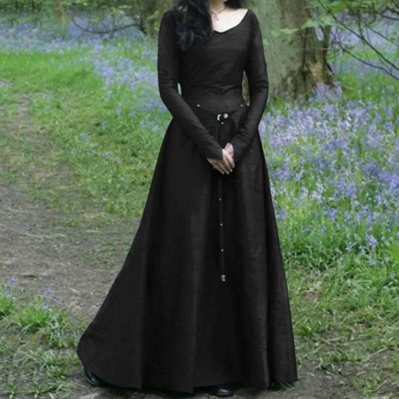 

Women Halloween Cosplay Costumes Witch Dress Scary Vampire Witch Dress For Women Medieval Maxi Dress Plus Size
