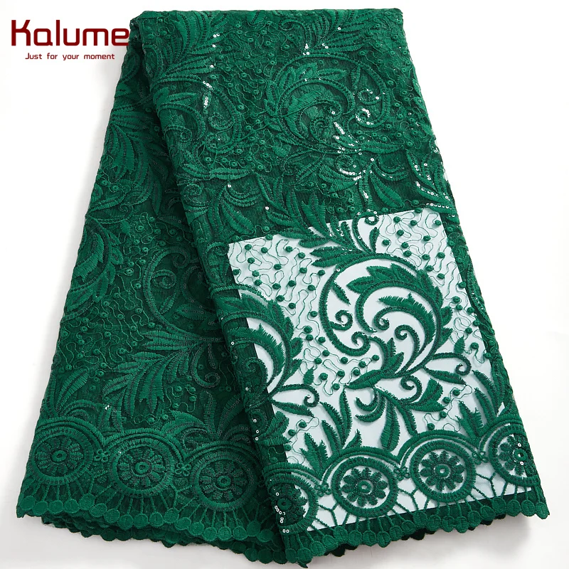 

Kalume Lace Fabric Sequins African Nigerian French Tulle Lace Fabric 5 Yards 2021 For Diy Dress Sewing Wedding F2560