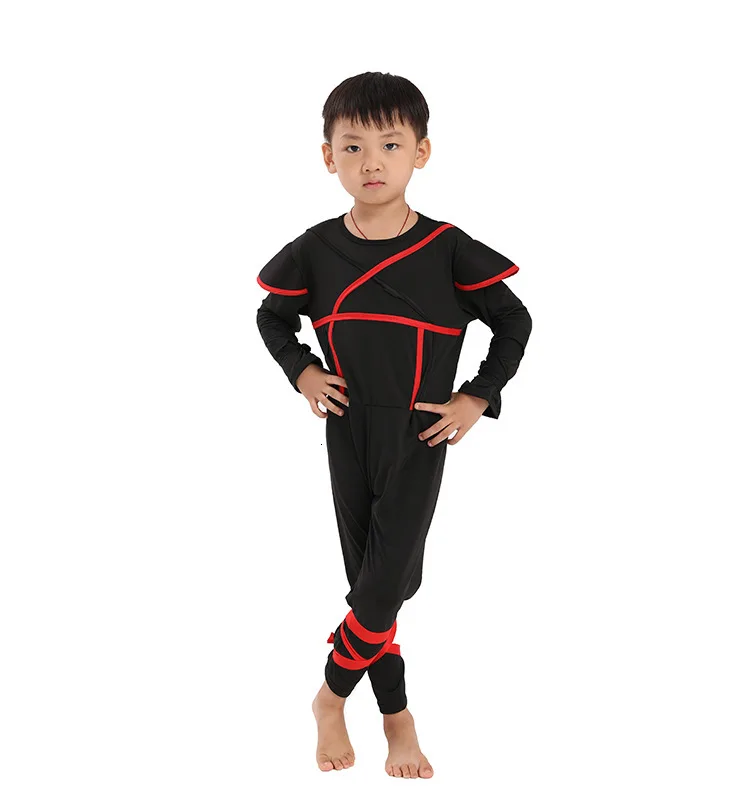 Хэллоуин косплей дети мальчики ниндзя Наруто Униформа японский убийца черные костюмы самурая стелс Пурим карнавальное платье подарок