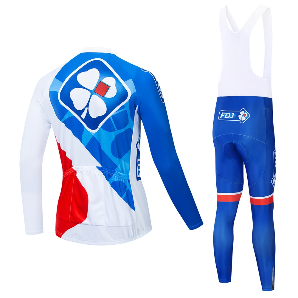 Camiseta de ciclismo 19 Pro FDJ de manga larga de secado raspido Jersey y pantalones de ciclismo