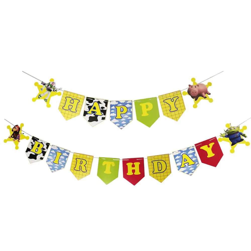 1set Bday Banner Вечеринка История игрушек украшения, тема История игрушек День рождения баннер воздушные шары-гирлянды вечерние подарочные пакеты для детей Bday поставки - Цвет: 1set Bday Banner