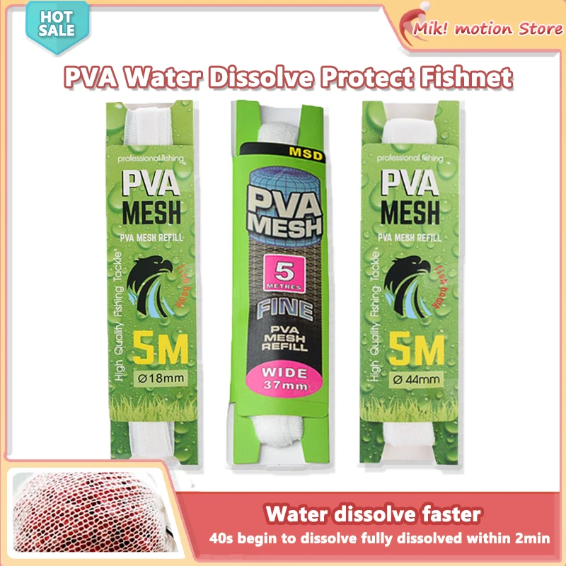 PVA Mesh Soluble Narrow Fishing Net, 5M Non- Refill Stocking Trap Bait Bag Accessory Tools For Nesting
