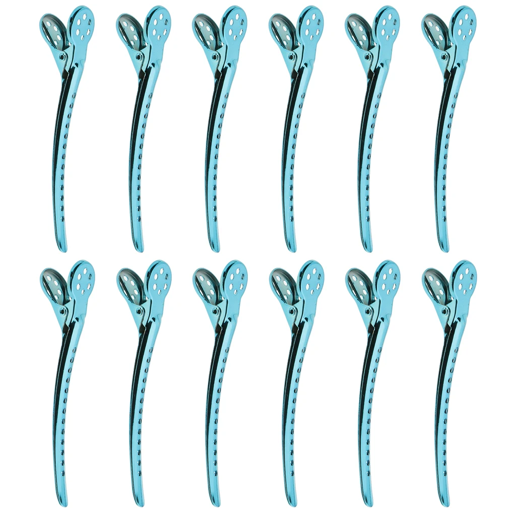 12 pcs Modish Alligator Hair Clips Salon Stylist Hairdressing Style Sectioning Grip Clamps Claw Beauty Tool