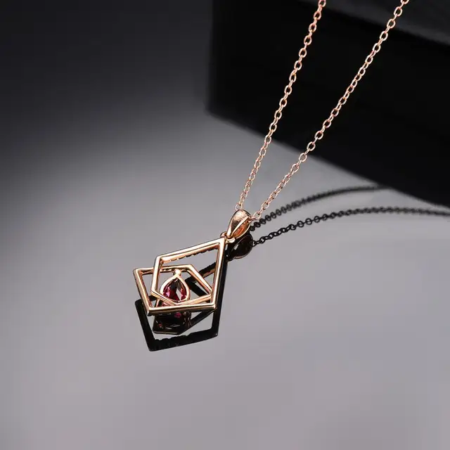 LP K-Golk Jewelry Natural Tourmaline 1.0CT Real Diamond 18K Rose Gold Pendant for Best Friend Pendants Silver Chain For Gift 2