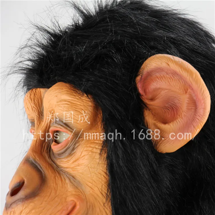 World Pass by Funny Big-Ear Monkey Хэллоуин пародия голова животного группа латексная маска гориллы