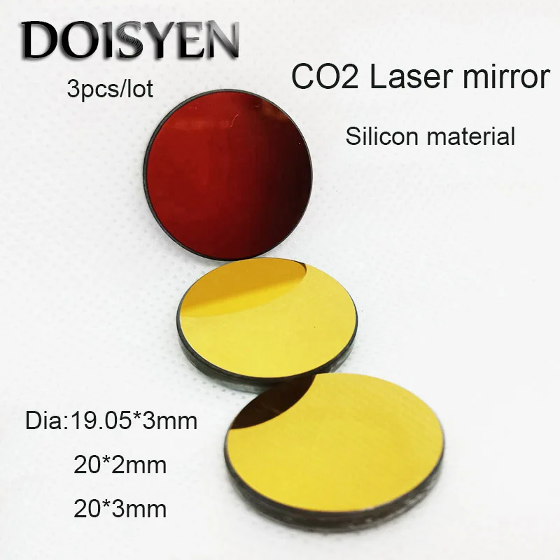 

3pcs/lot Silicon Mirrors Si Mirror rDia.19.05/20 mm Gold-Plated Silicon for CO2 Laser Engraving Cutting Machine Free Shipping