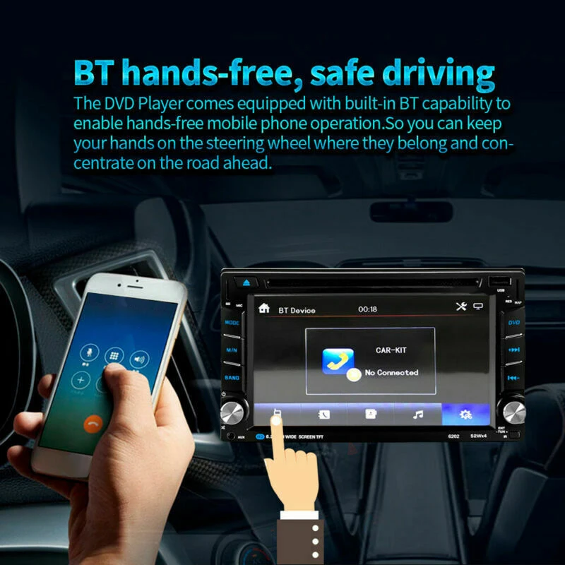 2 Din автомагнитола 6,2 дюймов Mp5 dvd-плеер Gps навигация ЖК-дисплей сенсорный экран Мультимедиа Bluetooth Usb плеер 6202