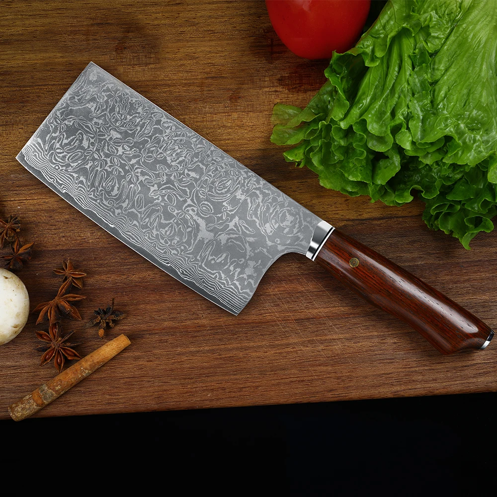 WAK Meat Cleaver kitchen Knife Non Slip Wood Handle Slicing Sharp Blade Vegetable Meat Fish Knives 4Cr14 Damascus Kitchen Knife WAK Meat Cleaver kitchen Knife Non Slip Wood Handle Slicing Sharp Blade Vegetable Meat Fish Knives 4Cr14 Damascus Kitchen Knife