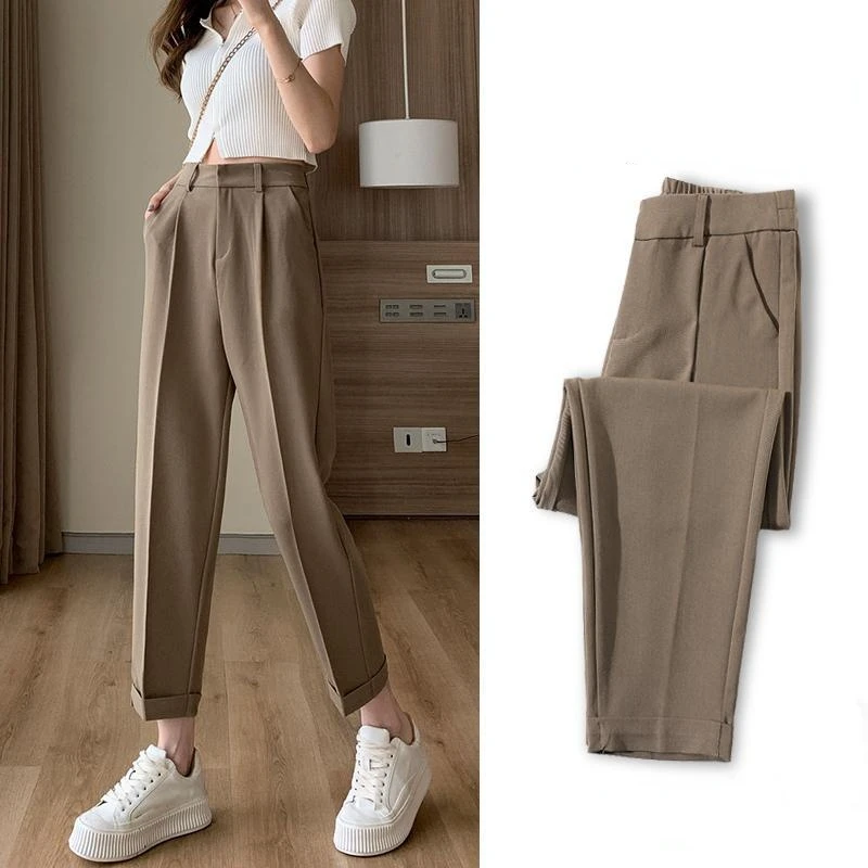 High Waist Pants Sale Women, High Waist Pleated Trouser