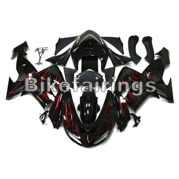As Picture Shown ABS Пластиковые обтекатели для Kawasaki Ninja ZX10R 2006 2007 Чехлы ZX-10R 2006 2007 Cowlings ZX-10R 06 07 кузов Черный Красный Пламя - Цвет: As Picture Shown