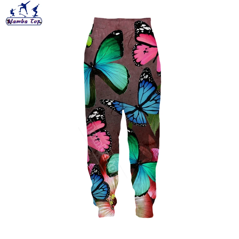 Mamba Top Men Pants Harajuku 3D Print Insect Moth Cute Elves Colorful Butterfly Plant Flower Fitness Camping Home Women Trousers wrangler cargo pants