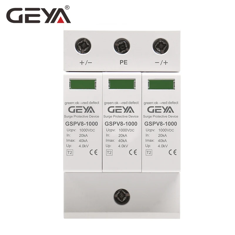 GEYA PV SPD 2P 3P 600V 1000V DC Surge Protector SPD DC 500V 40KA