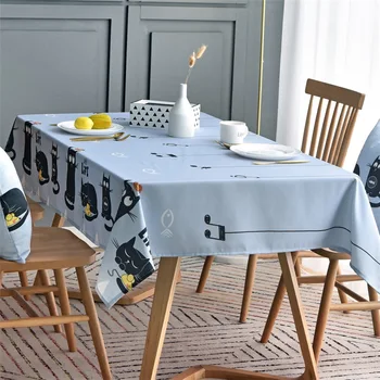 

Nordic Style Coffee Table Cartoon Black Cat Patterns Rectangular Blue Tablecloth TV Cabin for Living Room Deco ZB-HM312#30