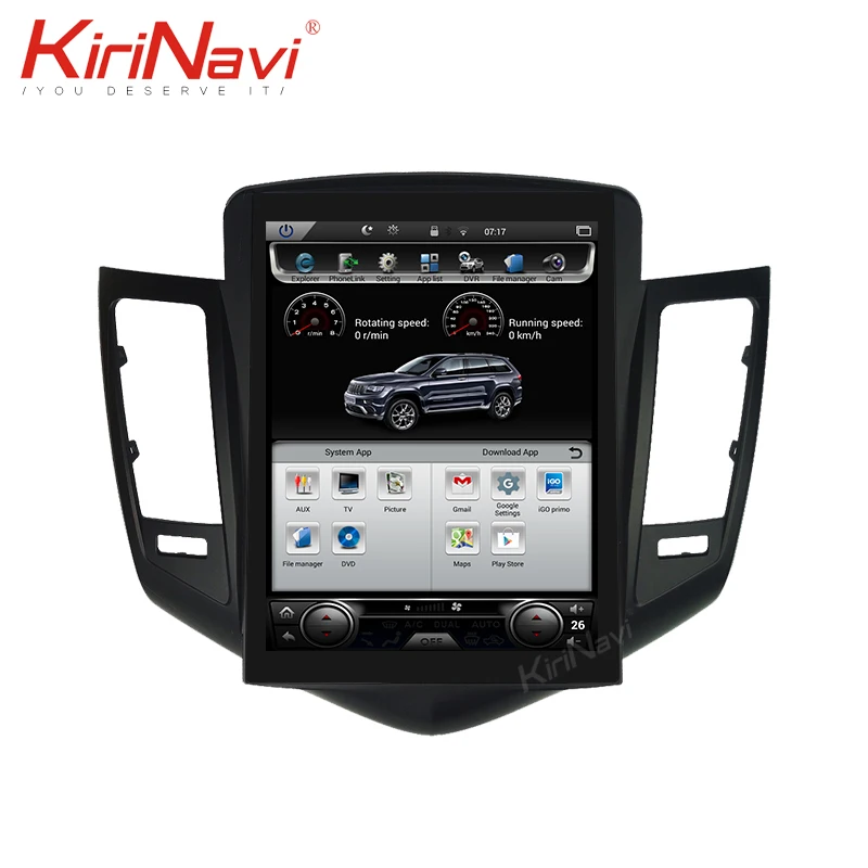 Best KiriNavi Telsa Style Vertical Screen 10.4‘’ 2din Android 7.1 radio car multimedia For Chevrolet Cruze auto multimedia stereo gps 3