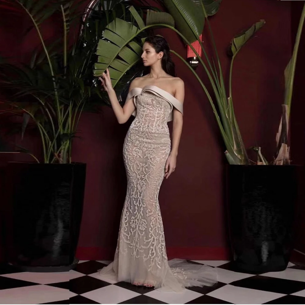 

New Elegant Swquin Dress 2019 Fashion Khaki Off The Shoulder Long Maxi Celebrity Party Mesh Sexy Mermaid Evening Vestidos Festa