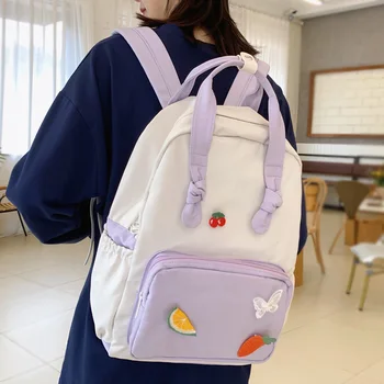 

DCIMOR New Contrast color Waterproof nylon backpack Ring buckle portable Women Backpack Lovely small schoolbag for Teenage girls